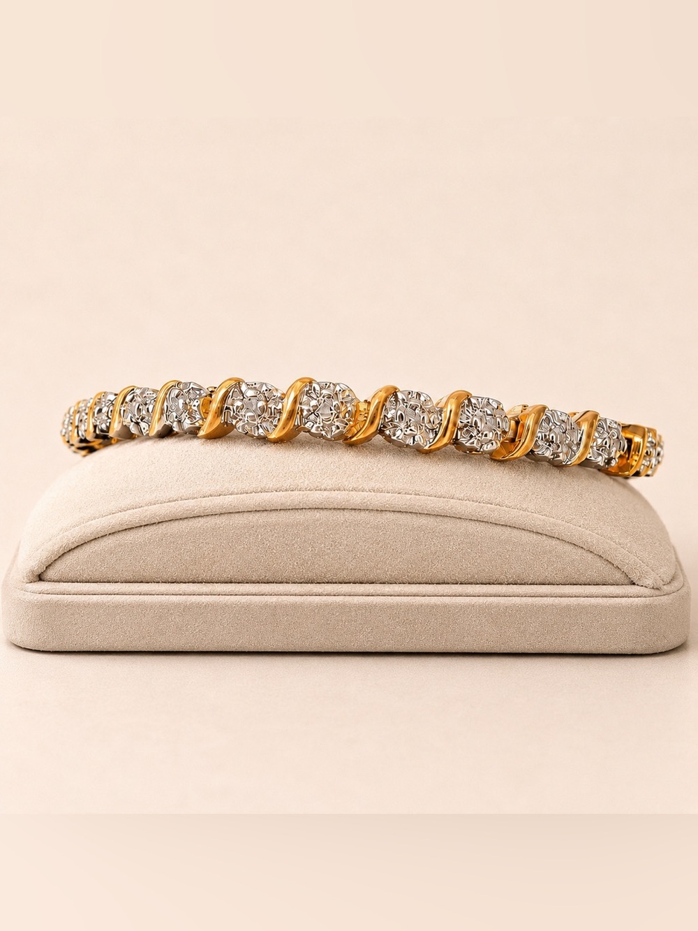 18K Gold Over Sterling Silver Diamond Tennis Bracelet 7.25” NWT Quiet Luxury
